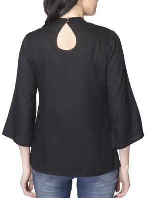 black solid rayon top - 15101707 - Standard Image - 3