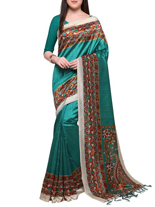 turquoise silk mysore saree with blouse - 15102019 - Standard Image - 1