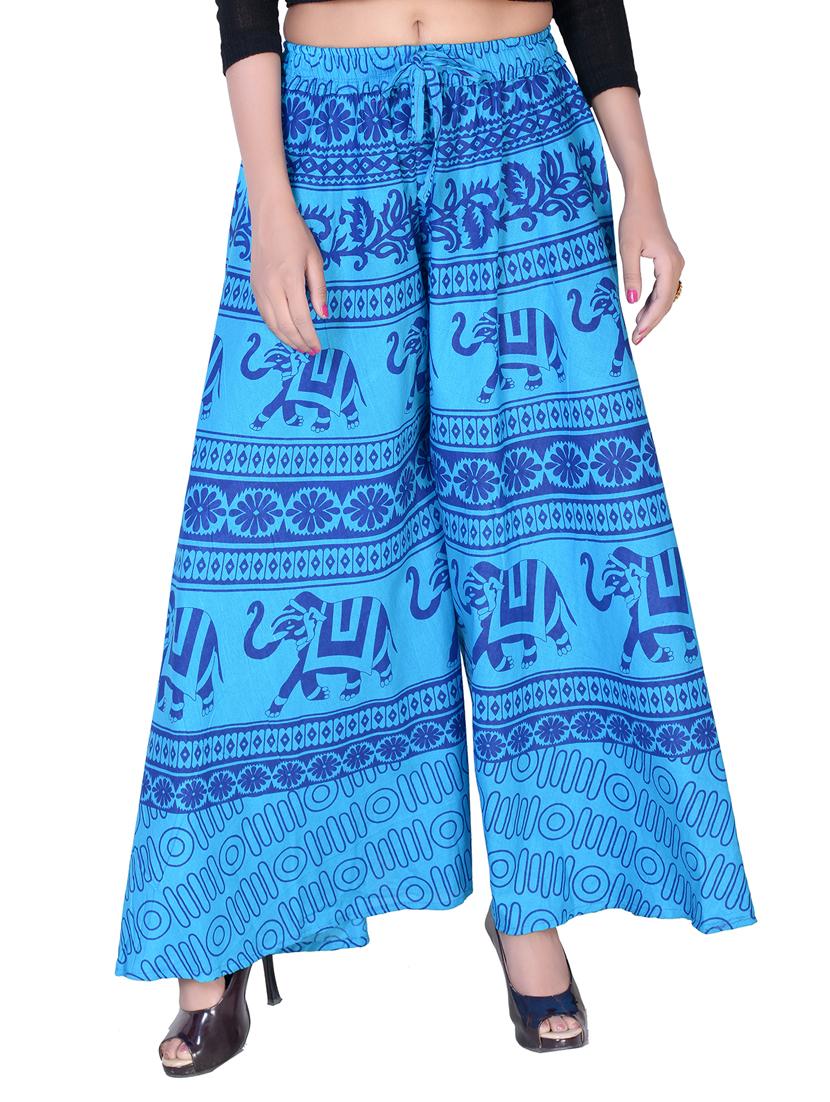 blue cotton palazzos - 15102410 - Zoom Image - 1
