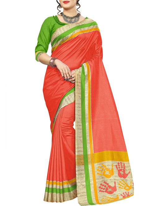 orange silk mysore saree with blouse - 15102499 - Very Small Image - 1