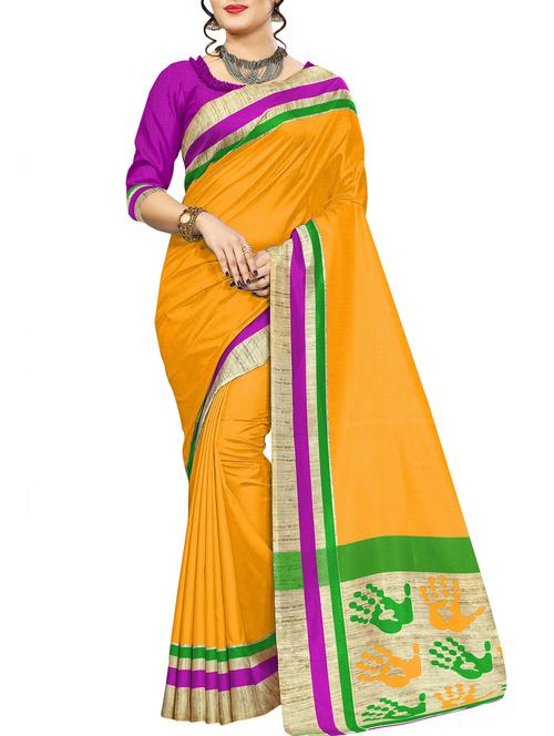 yellow silk mysore saree with blouse - 15102511 - Very Small Image - 1