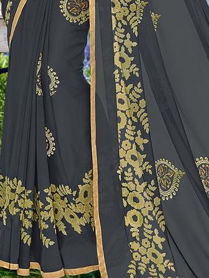floral embroidered saree with blouse - 15102824 - Standard Image - 2