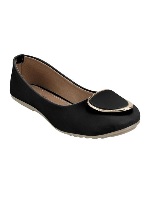 black faux leather slip on ballerina - 15103202 - Standard Image - 1