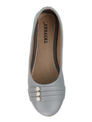 grey faux leather slip on ballerina - 15103207 - Standard Image - 4