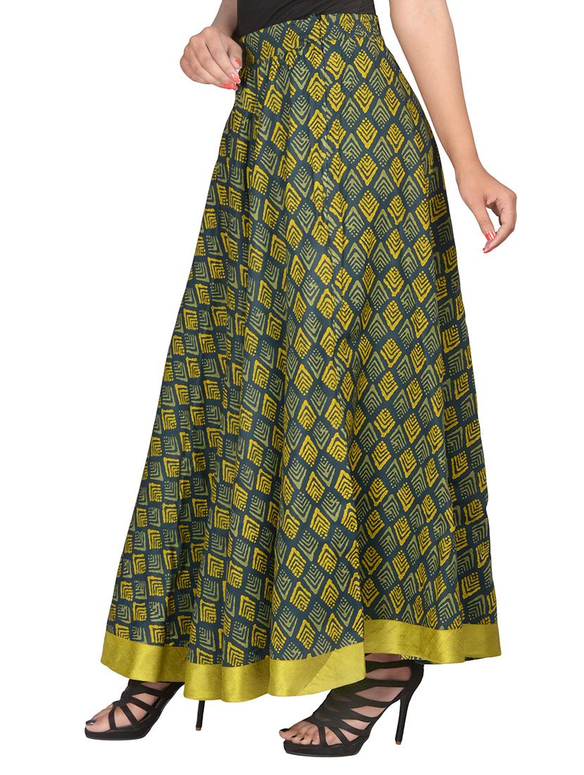 blue rayon flared skirt - 15103217 - Zoom Image - 2