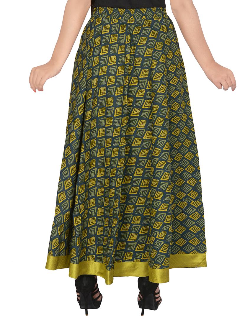blue rayon flared skirt - 15103217 - Zoom Image - 3