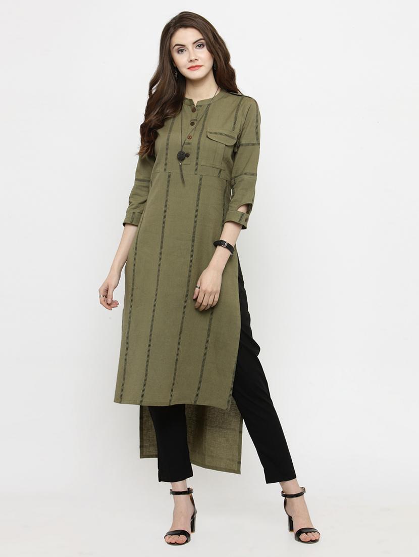 self-design high low kurta - 15104147 - Zoom Image - 1