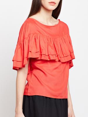 ruffled bell sleeved top - 15104181 - Standard Image - 2