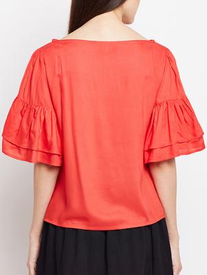 ruffled bell sleeved top - 15104181 - Standard Image - 3