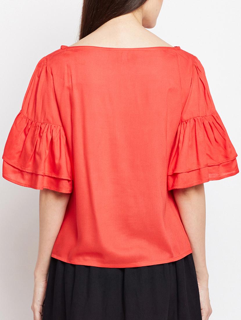 ruffled bell sleeved top - 15104181 - Zoom Image - 3