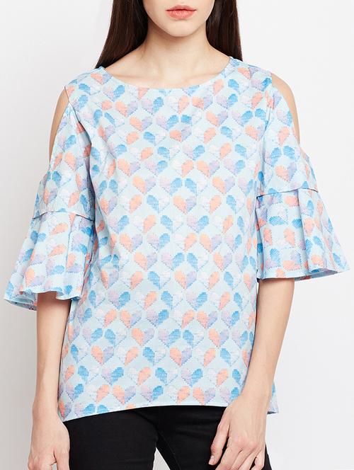 cold shoulder flared sleeved top - 15104183 - Standard Image - 1