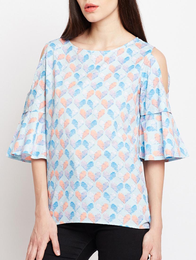 cold shoulder flared sleeved top - 15104183 - Zoom Image - 2