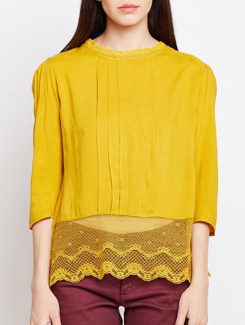 pleated mesh detail top - 15104186 - Standard Image - 1