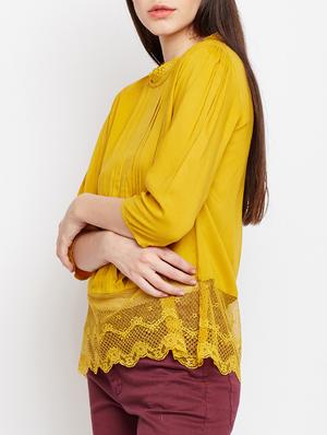 pleated mesh detail top - 15104186 - Standard Image - 2