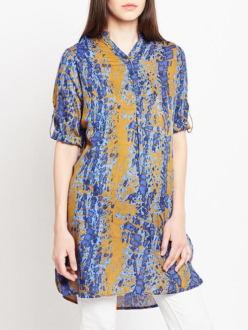 blue rayon printed tunic - 15104189 - Standard Image - 1