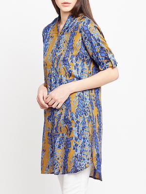 blue rayon printed tunic - 15104189 - Standard Image - 2