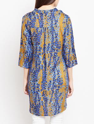 blue rayon printed tunic - 15104189 - Standard Image - 3