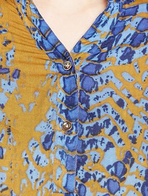 blue rayon printed tunic - 15104189 - Standard Image - 4