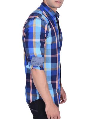 blue cotton casual shirt - 15105309 - Standard Image - 2