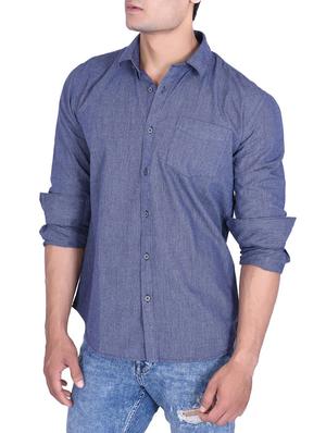 blue cotton casual shirt - 15105314 - Standard Image - 2