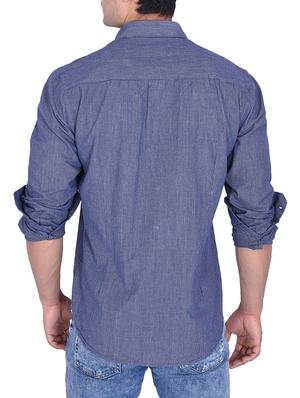 blue cotton casual shirt - 15105314 - Standard Image - 3