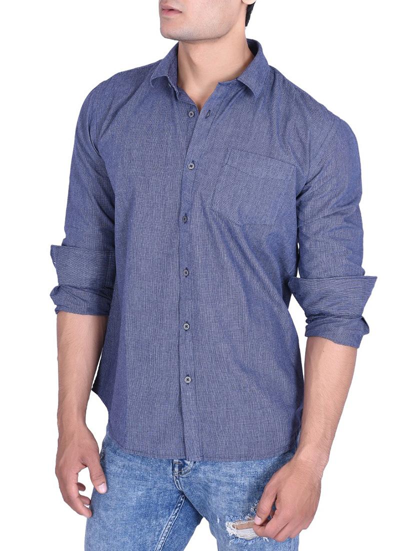 blue cotton casual shirt - 15105314 - Zoom Image - 2