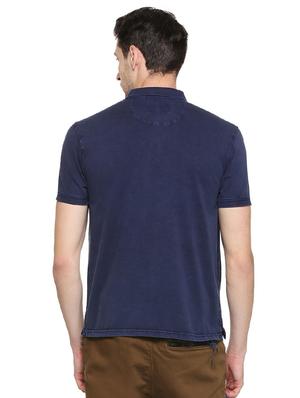 navy blue cotton blend polo t-shirt - 15105952 - Standard Image - 2