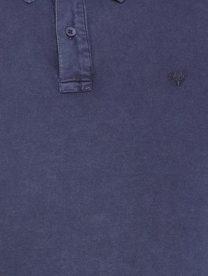 navy blue cotton blend polo t-shirt - 15105952 - Standard Image - 3