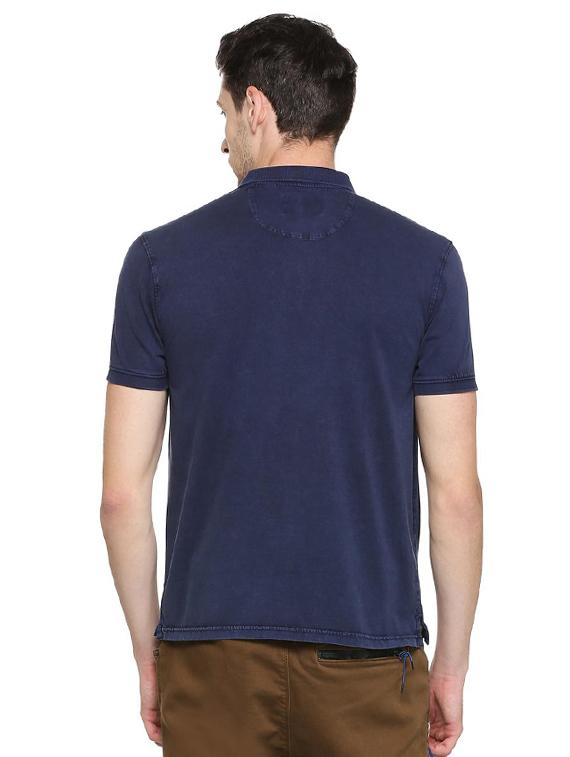 navy blue cotton blend polo t-shirt - 15105952 - Zoom Image - 2