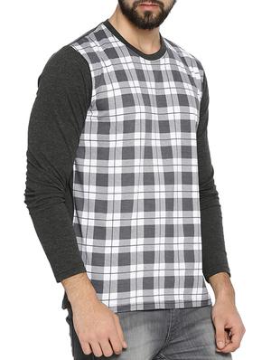 grey cotton checkered tshirt - 15106496 - Standard Image - 2