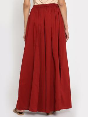 red solid cotton palazzo - 15106777 - Standard Image - 3