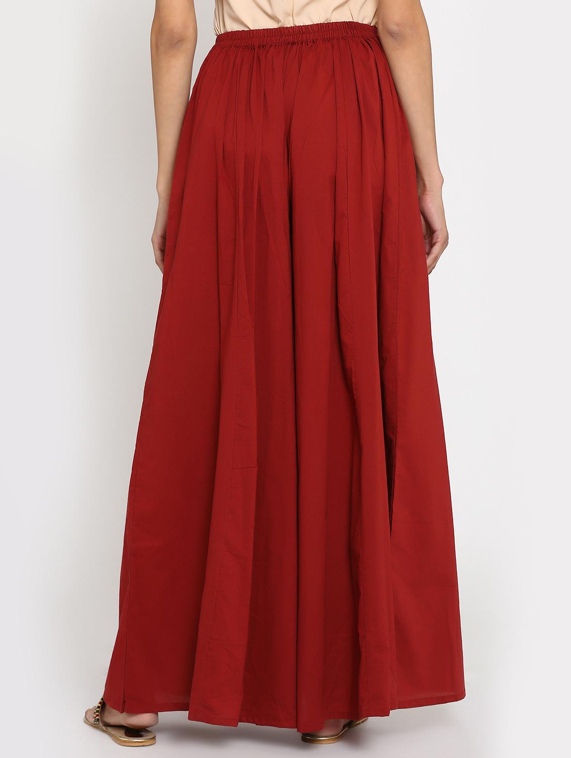 red solid cotton palazzo - 15106777 - Zoom Image - 3