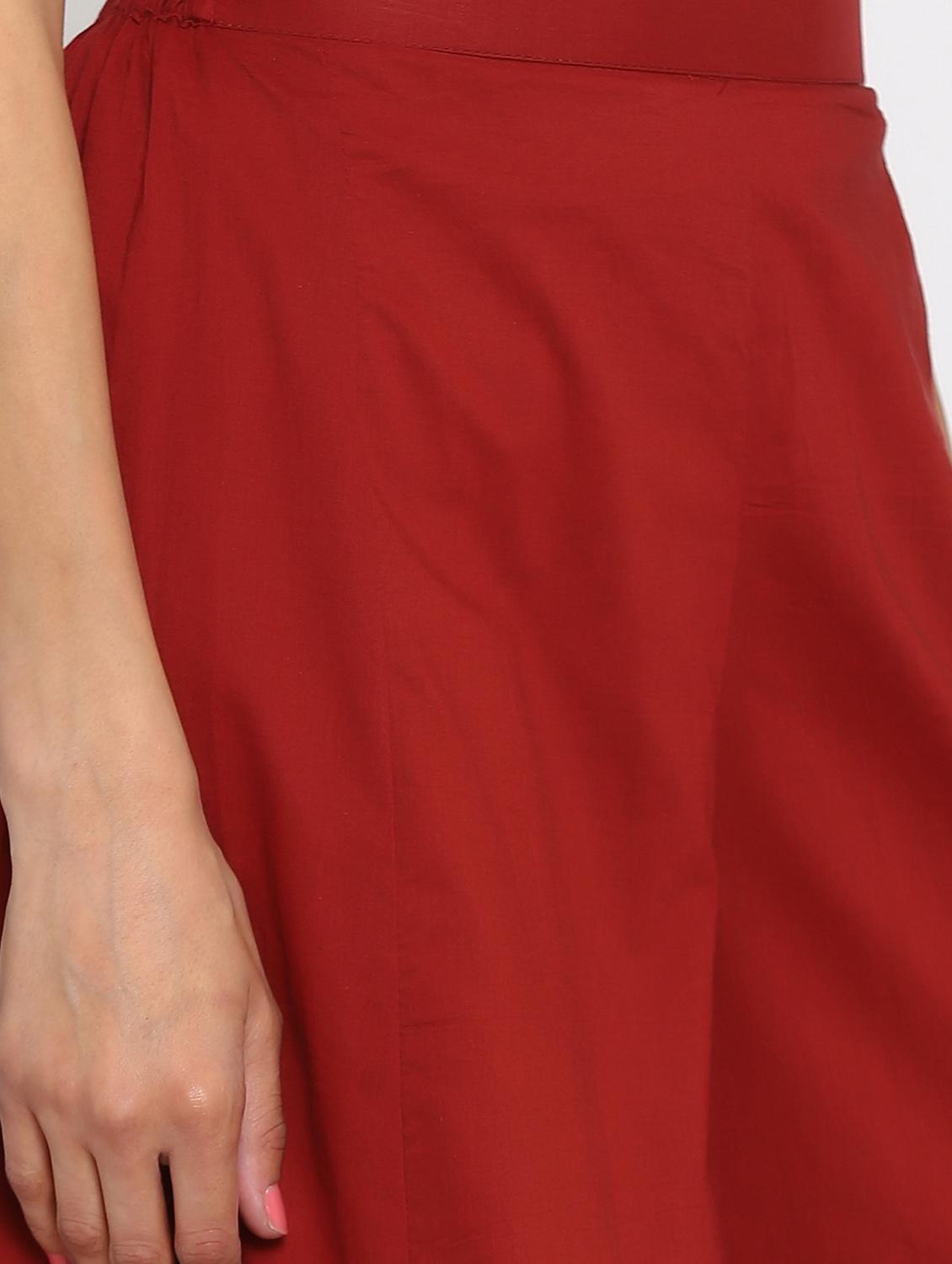 red solid cotton palazzo - 15106777 - Zoom Image - 5