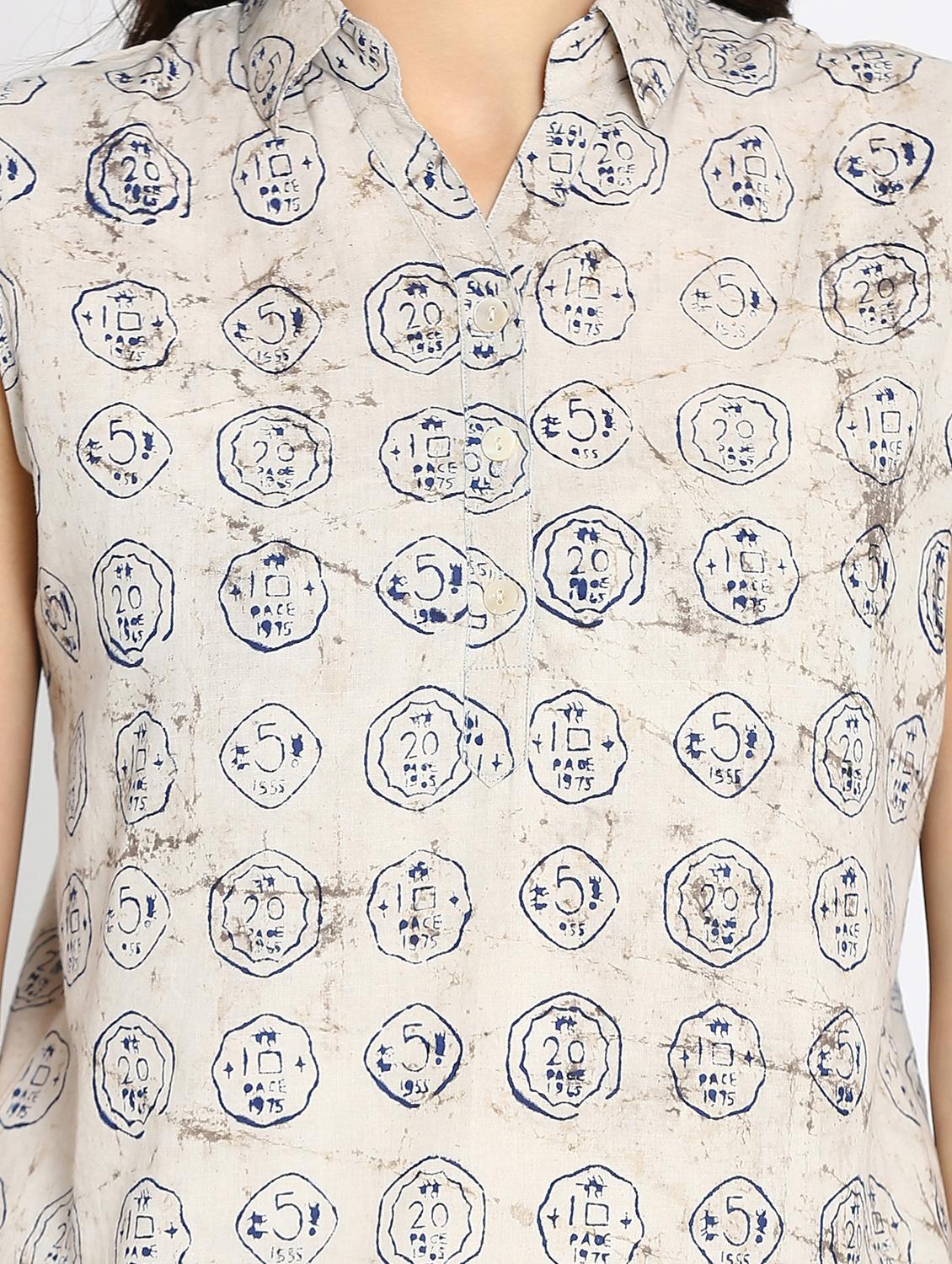 beige cotton printed top - 15106833 - Zoom Image - 4