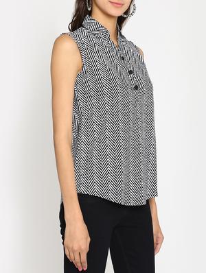 white cotton chevron top - 15106844 - Standard Image - 2