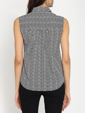 white cotton chevron top - 15106844 - Standard Image - 3