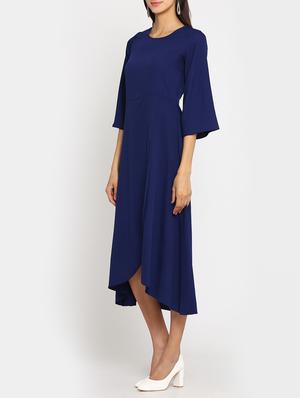 navy blue solid a-line dress - 15106845 - Standard Image - 2