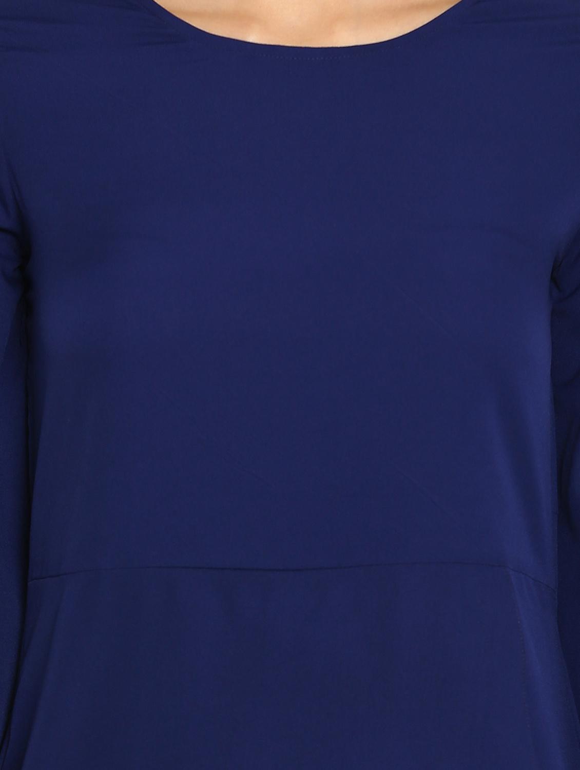navy blue solid a-line dress - 15106845 - Zoom Image - 4