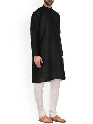 black silk blend kurta pyjama set - 15107155 - Standard Image - 2