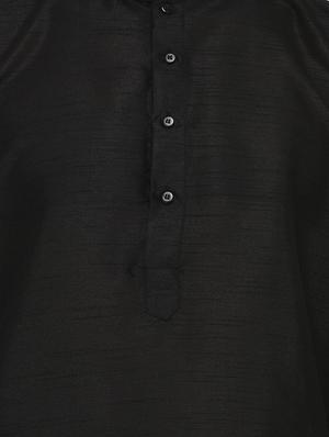 black silk blend kurta pyjama set - 15107155 - Standard Image - 4