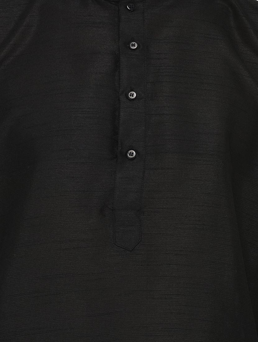 black silk blend kurta pyjama set - 15107155 - Zoom Image - 4