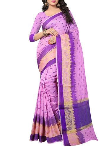 pink silk woven saree with blouse - 15107258 - Very Small Image - 1