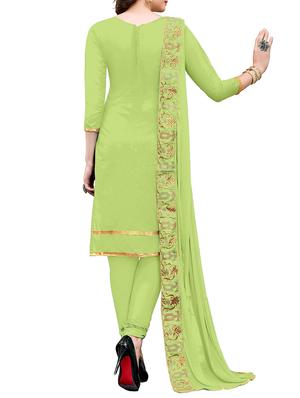green embroidered unstitched churidaar suit - 15107346 - Standard Image - 2
