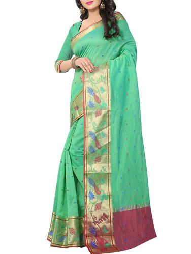 green silk woven saree with blouse - 15107352 - Very Small Image - 1