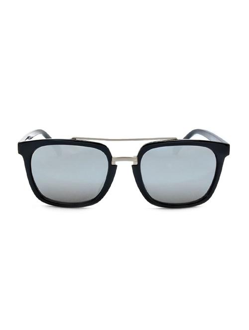 Stacle Double Bridge Silver Flash MIrrored Rectangular Unisex Sunglasses (Black Frame| Silver Lens) - 15107993 - Standard Image - 1