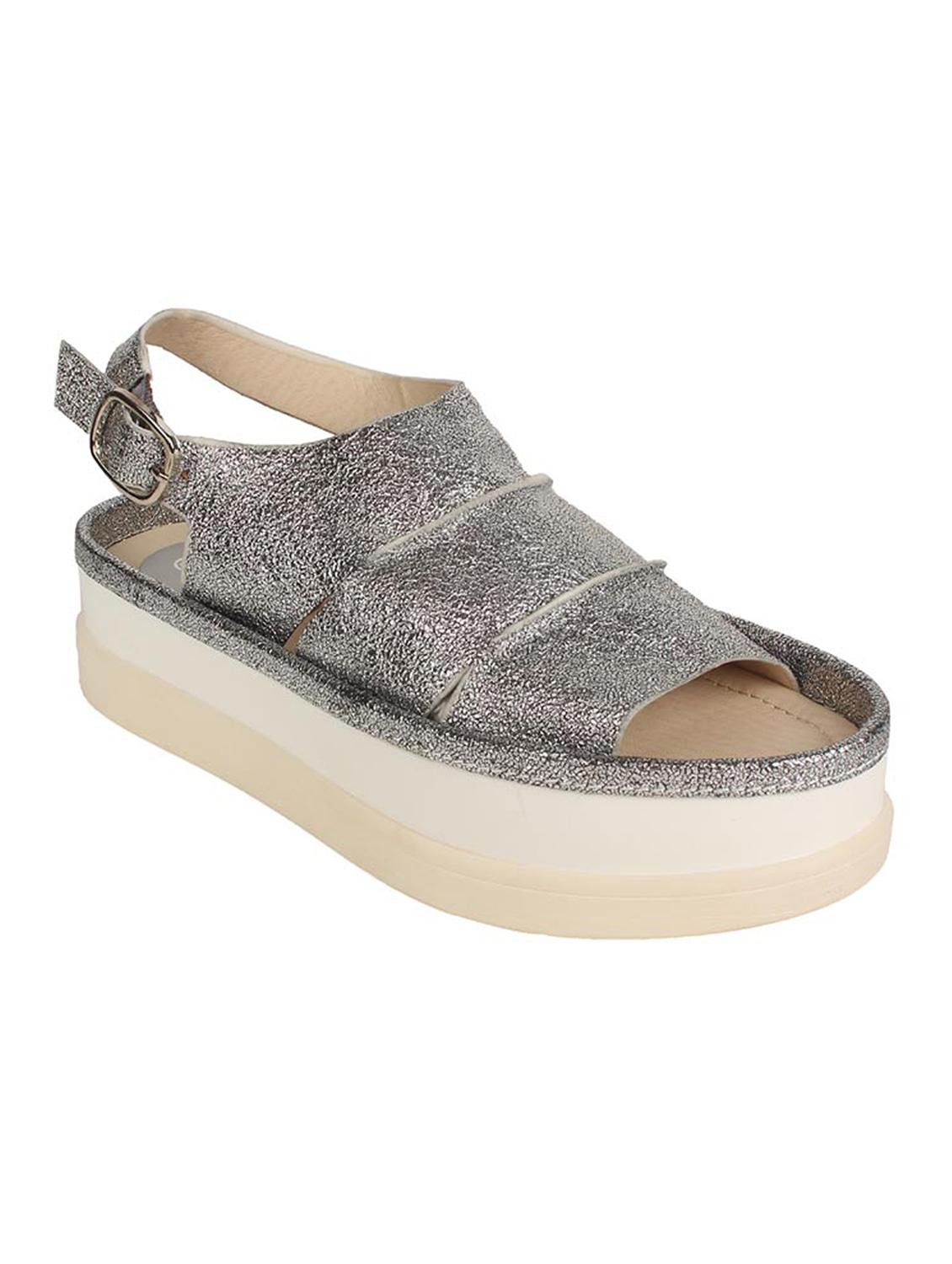 estatos pu silver coloured buckle closure multi strap platform sandal - 15108214 - Zoom Image - 1
