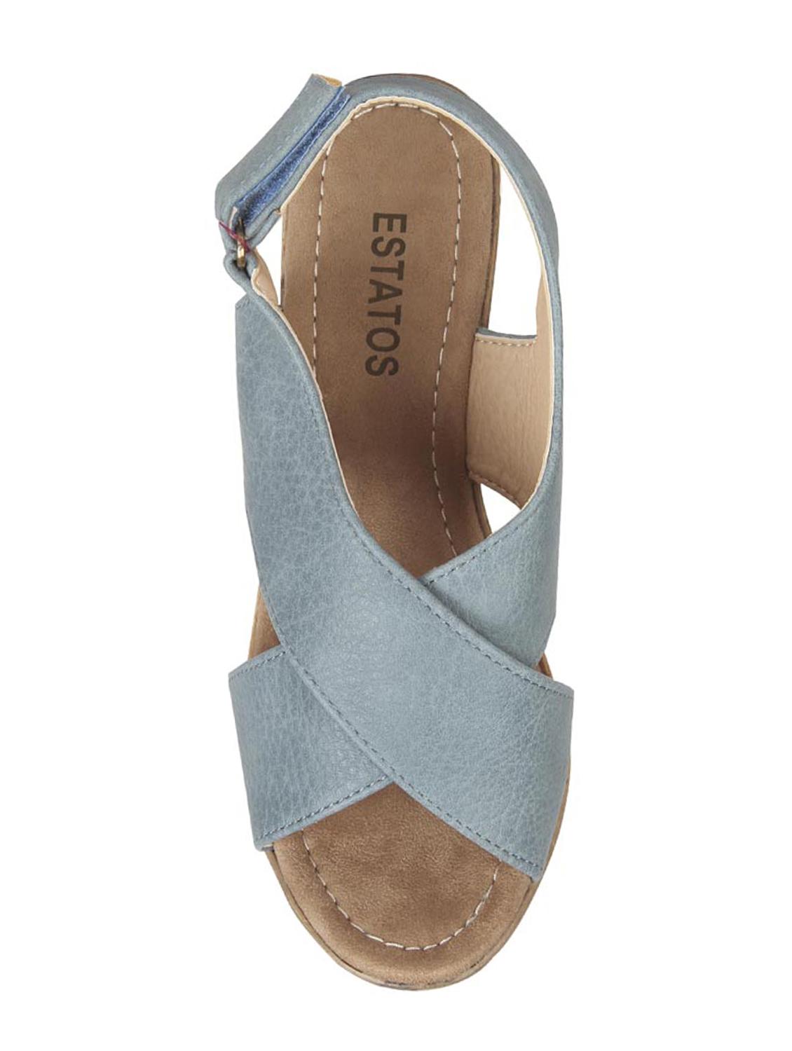 estatos pu blue coloured cross strap open toe platform wedges - 15108216 - Zoom Image - 3