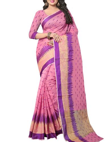 pink silk woven saree with blouse - 15108235 - Very Small Image - 1