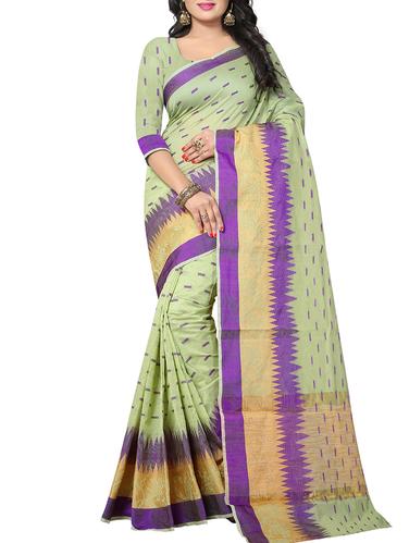 green silk woven saree with blouse - 15108381 - Very Small Image - 1