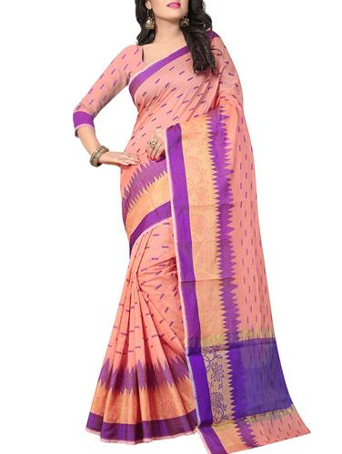 peach silk woven saree with blouse - 15108507 - Very Small Image - 1